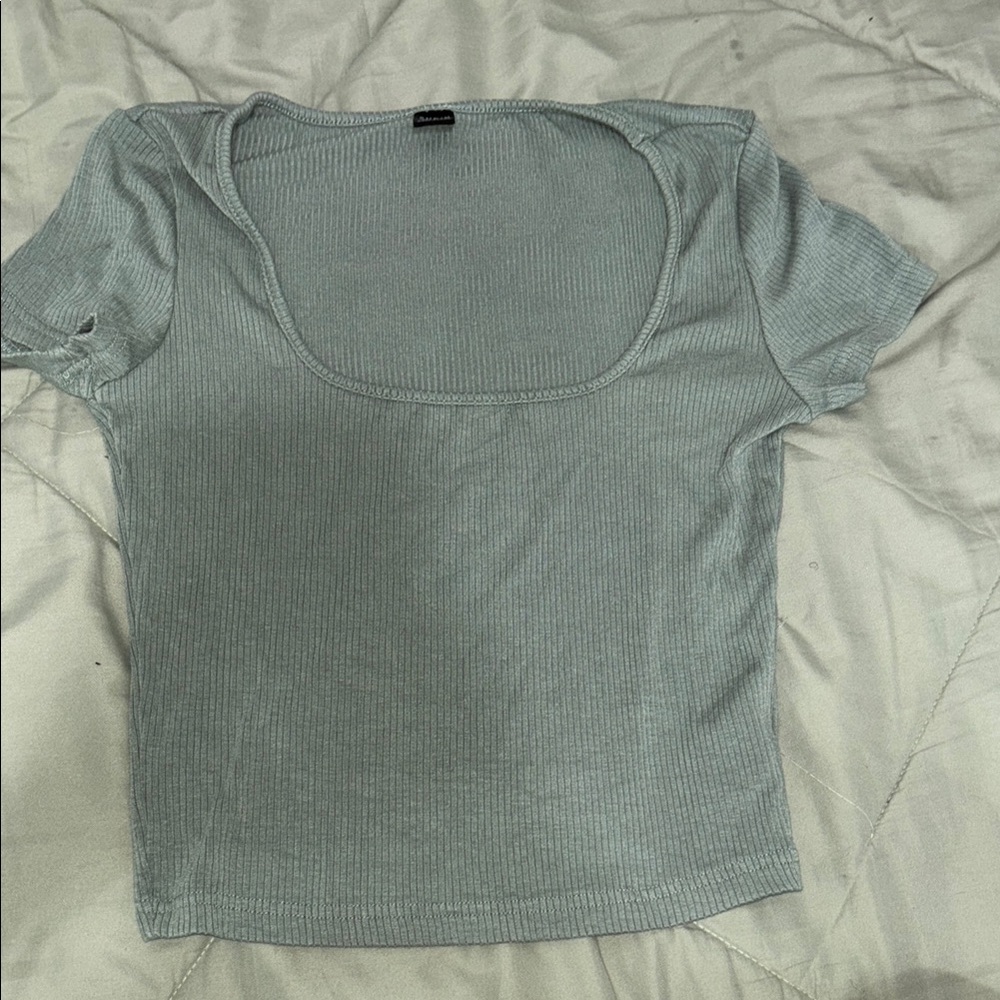 SHEIN Light Gray Short Sleeve Ribbed Tee